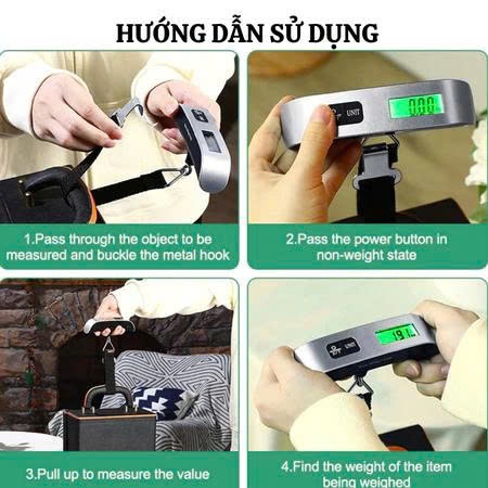 Cân điện tử cần hành lý xách tay màn hình led cân đồ vật đến 50kg