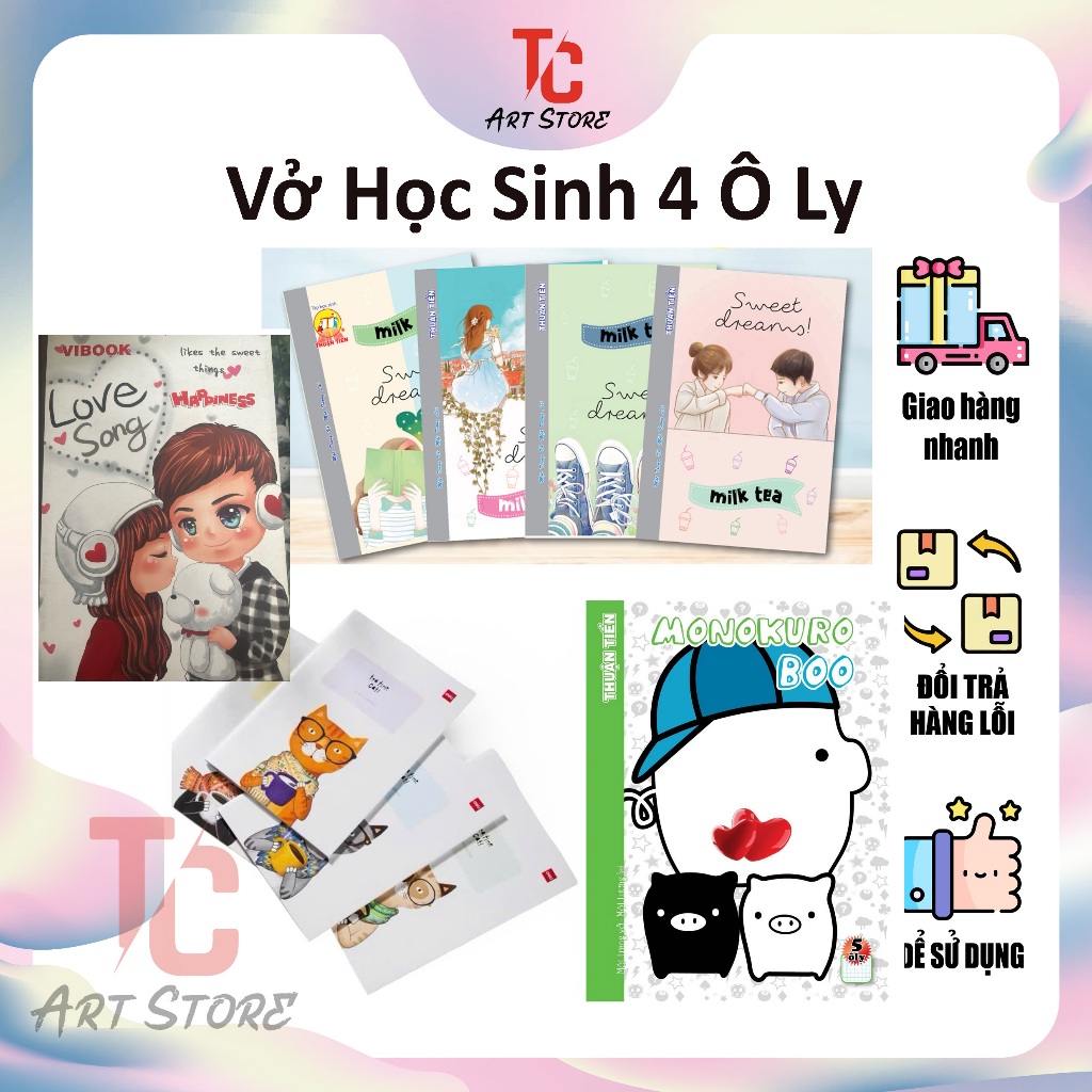 Vở Học Sinh 4 Ô Ly Thuận Tiến / Vibook - 96 Trang - Giấy Trắng Chống ...