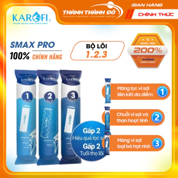 [HỎA TỐC] Bộ lõi lọc Karofi 1,2,3 SMAX PRO - lắp được cho các máy lọc RO có 3 cốc lọc thô 10 inch