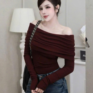 Áo trễ vai dài tay MPB chất thun zip mịn Thiết kế Tôn Dáng ôm Body Sexy Nữ Tính