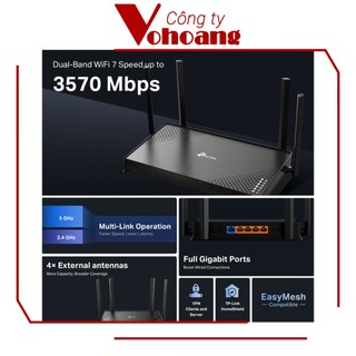 TP-Link BE220 Router Wi-Fi 7 Băng Tần Kép BE3600, Cổng LAN Gigabit, Phủ Sóng Tối Đa, Tương Thích Rộng