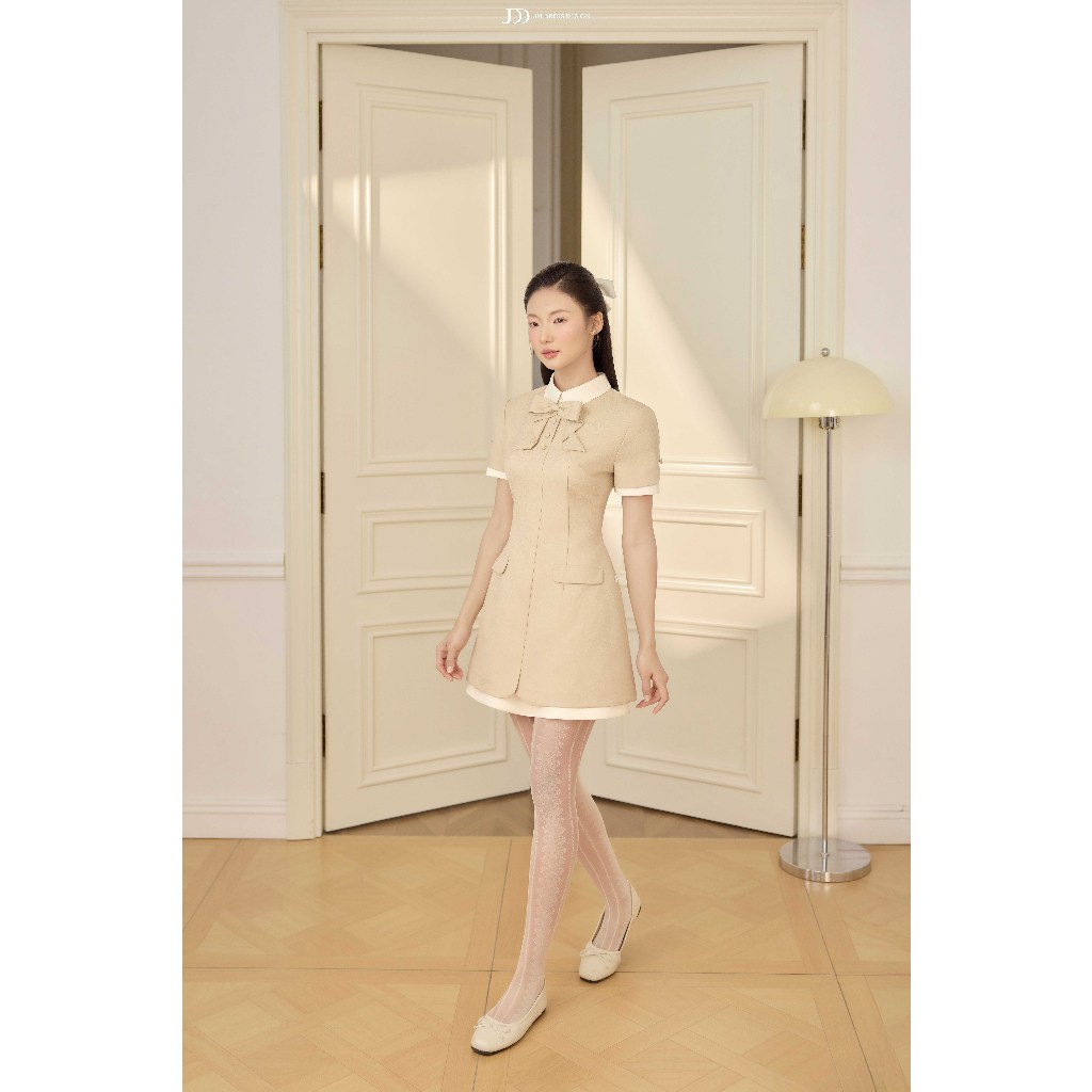 Đầm Thu Đông Dáng A Cổ Đức Phối Nơ 1F04.2601. Đầm Công Sở Nữ Thanh Lịch Phong Cách Quý Cô Thiết Kế Bởi JM Dress Design