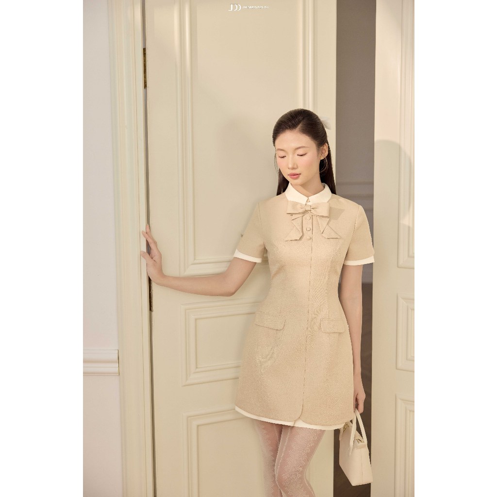 Đầm Thu Đông Dáng A Cổ Đức Phối Nơ 1F04.2601. Đầm Công Sở Nữ Thanh Lịch Phong Cách Quý Cô Thiết Kế Bởi JM Dress Design