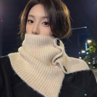 Khăn Qoàng Cổ Chất Len Cài Nút Phong Cách Hàn Quốc Nữ Thu Đông Ấp Áp
