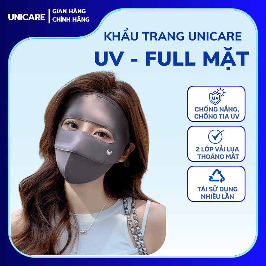 Khẩu Trang Full Mặt Unicare Chống Tia UV, Khẩu Trang Che Toàn Mặt, Chống Nắng Vượt Trội UPF50+