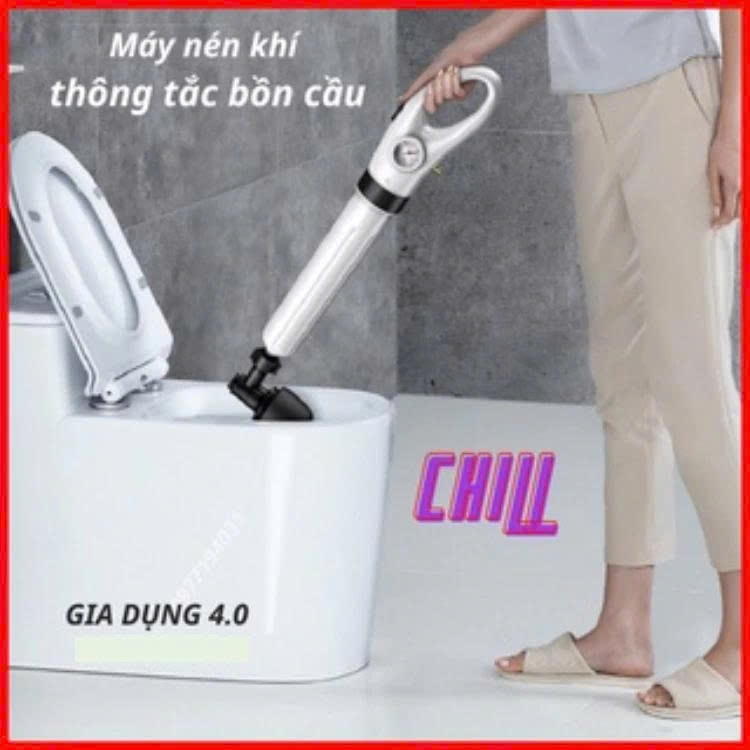 Dụng cụ áp lực nén khí thông tắc cống bồn cầu, bồn rửa bát..phiên bản mới nhất rất hiệu quả
