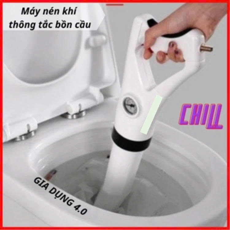 Dụng cụ áp lực nén khí thông tắc cống bồn cầu, bồn rửa bát..phiên bản mới nhất rất hiệu quả