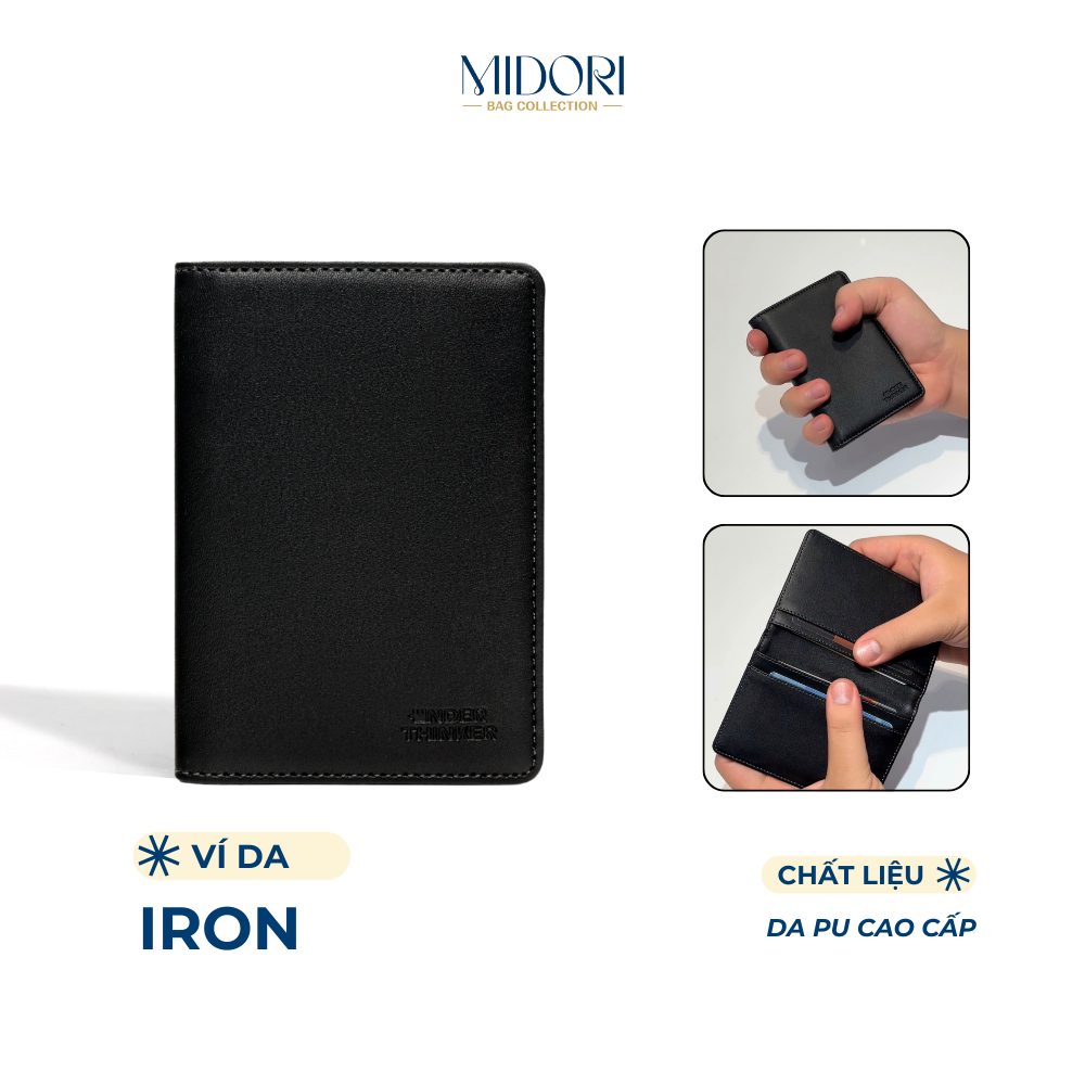 Ví Da PU IRON Trượt Nước Nam Nữ Bóp Đựng Tiền Thẻ Nhiều Ngăn Cao Cấp | MIDORI BAG COLLECTION