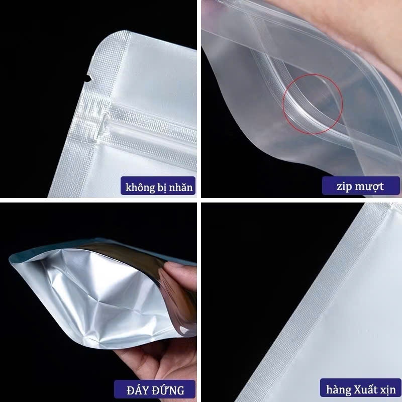 Túi Zip Đáy Đứng Mặt Bạc – Mặt Trong Đựng Trái Cây Sấy (Loại 1, Có Size)