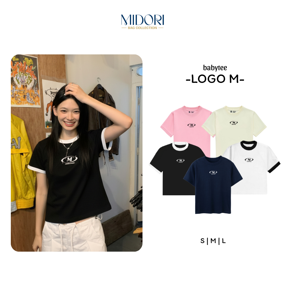 Áo Thun Baby Tee LOGO M Thời Trang Phông Nam Nữ Unisex Cotton Local Brand | MIDORI BAG COLLECTION