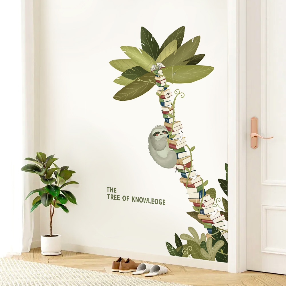 Decal Dán Tường Cây Sách Tri Thức Có Keo Sẵn 80x130cm – Trang Trí Góc Học Tập