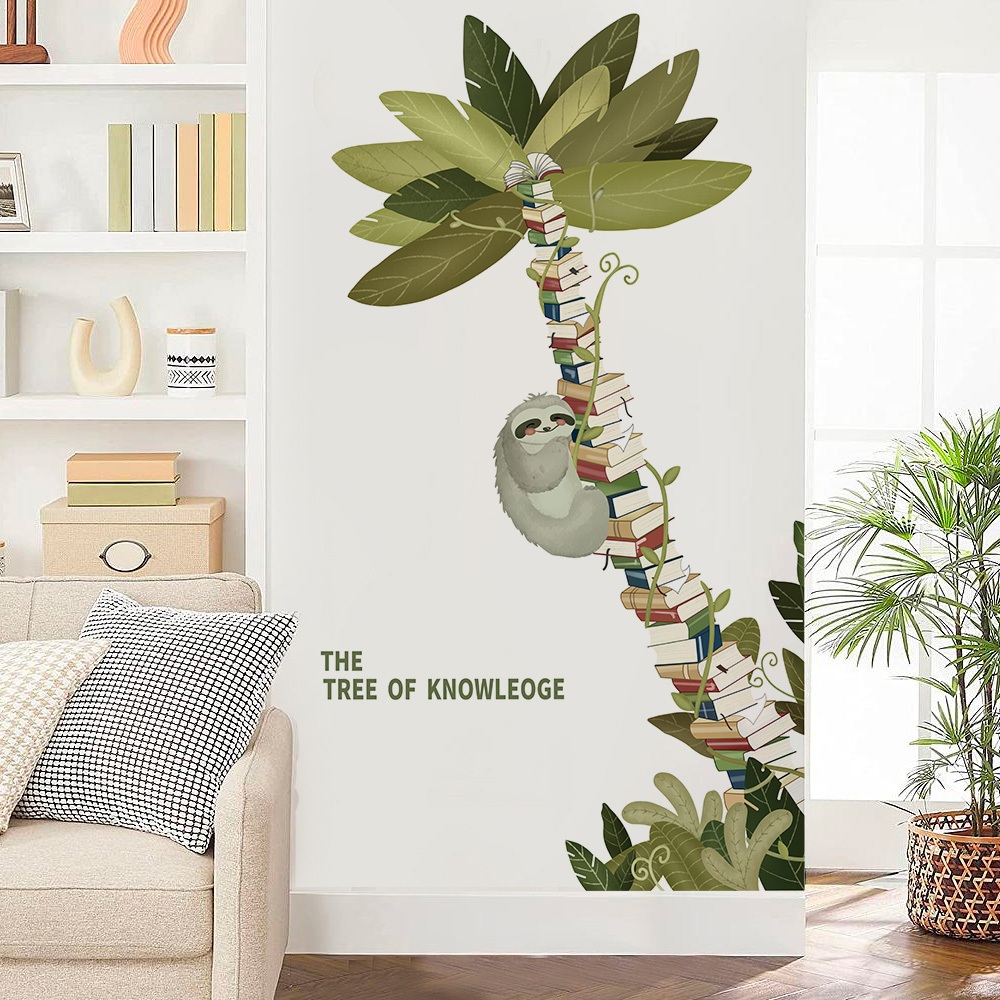 Decal Dán Tường Cây Sách Tri Thức Có Keo Sẵn 80x130cm – Trang Trí Góc Học Tập