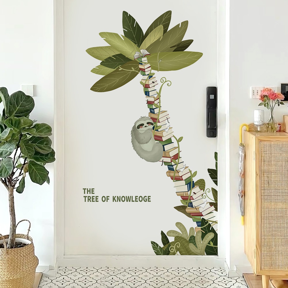Decal Dán Tường Cây Sách Tri Thức Có Keo Sẵn 80x130cm – Trang Trí Góc Học Tập