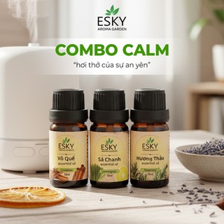 [TẶNG ĐÁ KHUẾCH TÁN] Combo CALM Tinh Dầu Nguyên Chất ESKY AROMA GARDEN Tập Trung Thư Giãn Đuổi Muỗi 3x10ml