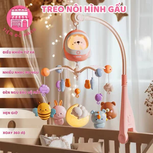 Đồ Chơi Treo Nôi Cũi Cho Bé Sơ Sinh Điều Khiển Từ Xa Có Đèn, Nhạc, Xoay 360 Độ