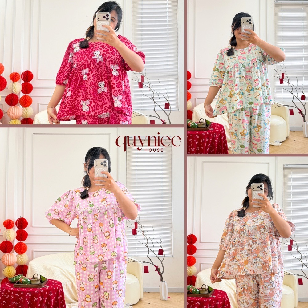[FORM BABYDOLL XOÈ] Đồ Bộ Tole Nữ, Bộ Lanh Quần Dài Áo Babydoll Tay Ngắn Phồng 45-70kg, Mịn Mát