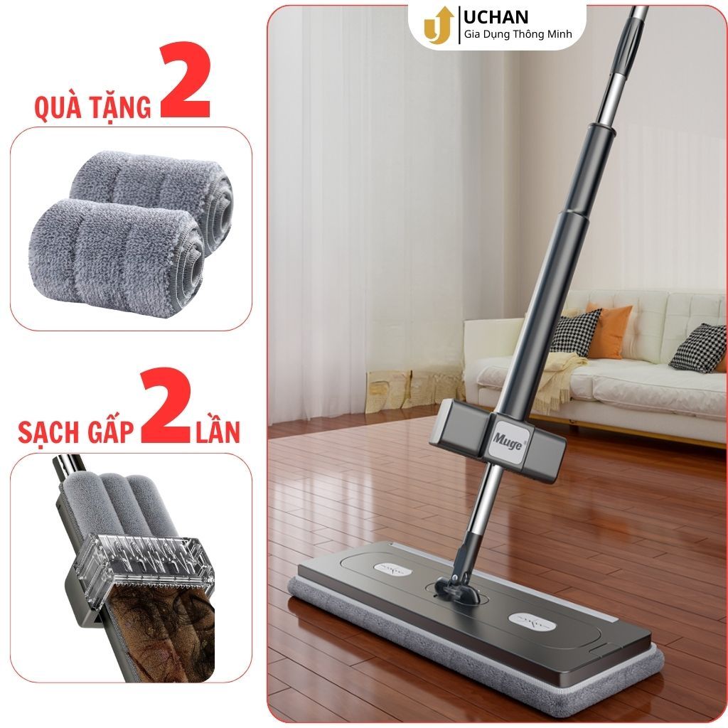 Chổi lau nhà tự vắt thông minh xoay 360 độ Uchan Chổi lau sàn nhà cao...