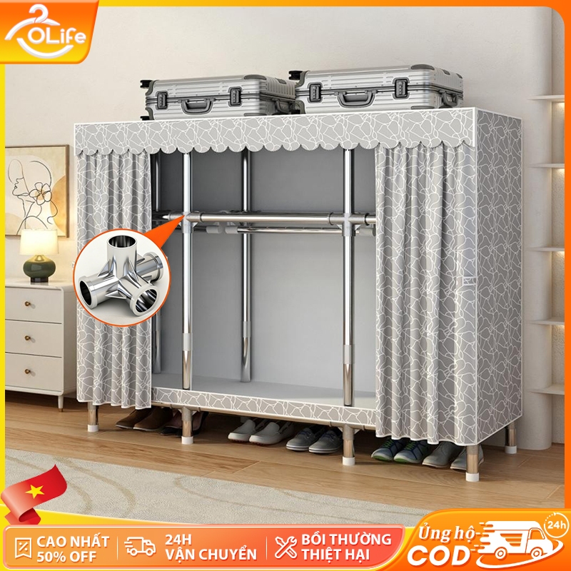 𝐎𝐥𝐢𝐟𝐞Tủ Quần Áo Tủ Vải Khung Thép Titan 2,3,4.5 Buồng Tủ Đựng Quần Áo Đa Năng Tủ Vải Đựng Quần Áo