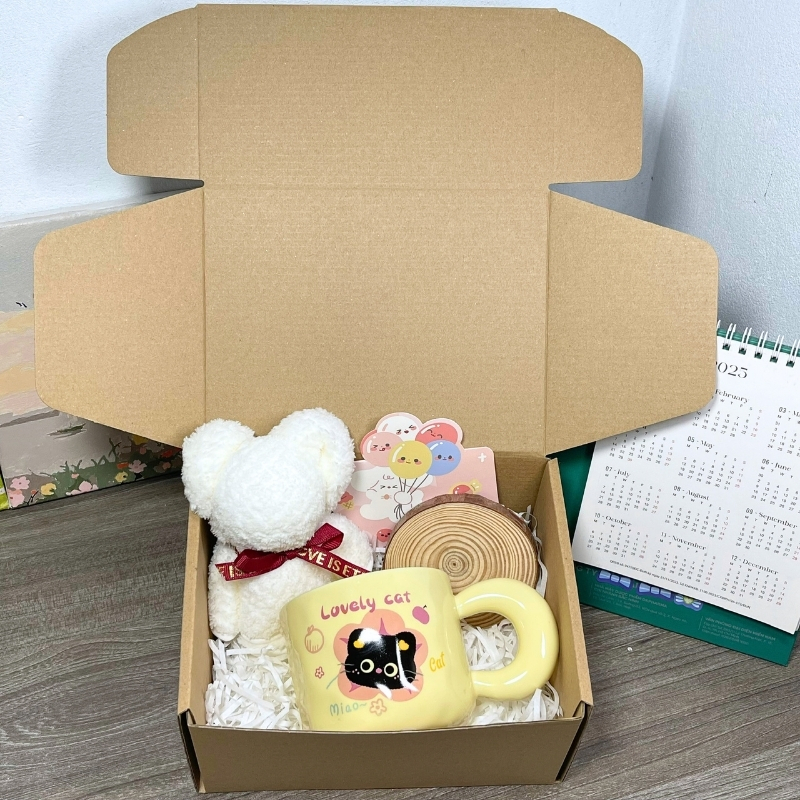 Set quà tặng cốc sứ ý nghĩa, hộp quà tặng kèm gấu, đế lót gỗ và thiệp tặng người yêu, bạn thân | Shopee Việt Nam