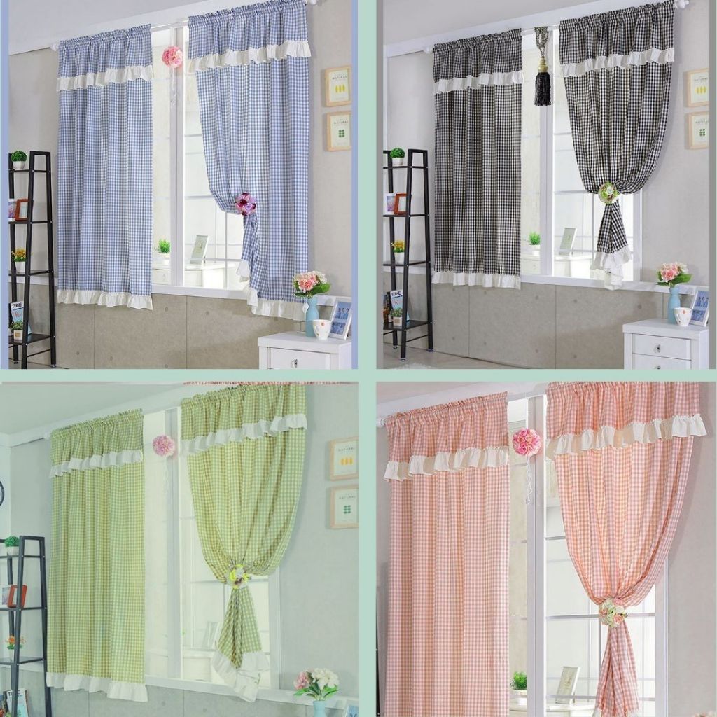 Rèm cửa vintage vải canvas decor caro phối bèo rèm cửa sổ Nhà Xinh ...