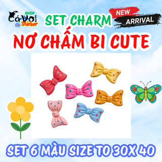 Set charm : Nơ chấm bi cute size 30 x 40 mm