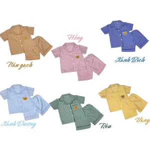 8KG-45KG Bộ Quần Áo Pijama Đùi Kẻ Caro Mùa Hè Cho Bé, Chất Liệu Kate Thoáng Mát - Đồ Ngủ Cho Bé/ Đồ Mặc Nhà Cho Bé Ch