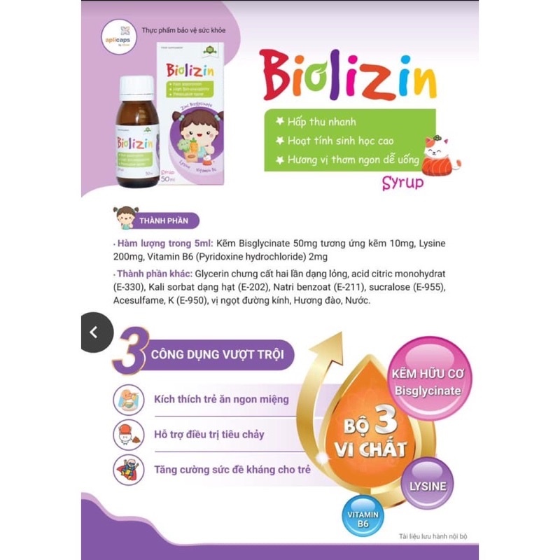 Biolizin – Bổ sung kẽm hữu cơ nhập khẩu từ châu Âu hộp 50ml