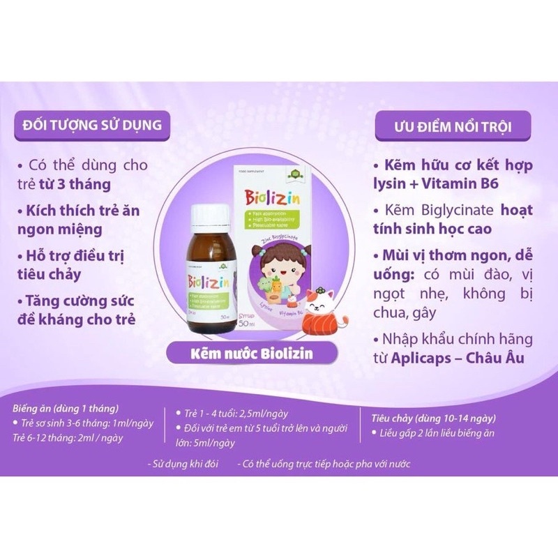 Biolizin – Bổ sung kẽm hữu cơ nhập khẩu từ châu Âu hộp 50ml