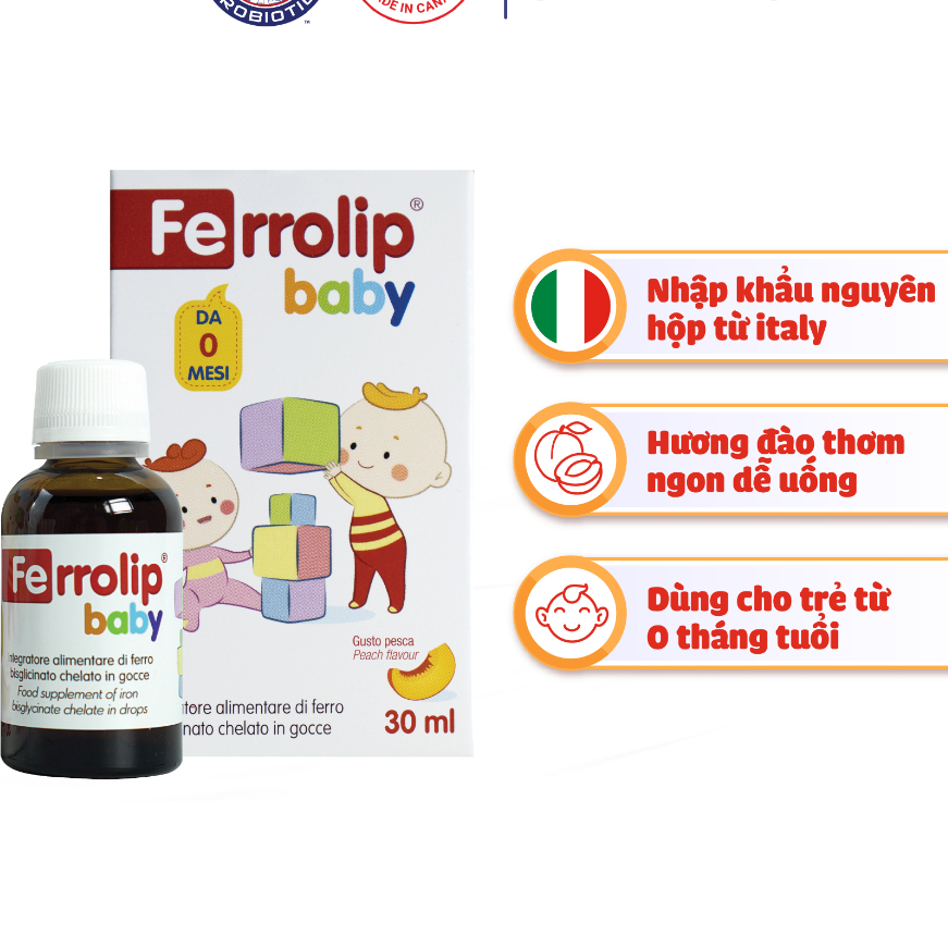 [ Chính hãng]Combo Ferrolip baby và kẽm Biolizn tăng đề kháng,Bổ sung sắt cho cơ thể + quà