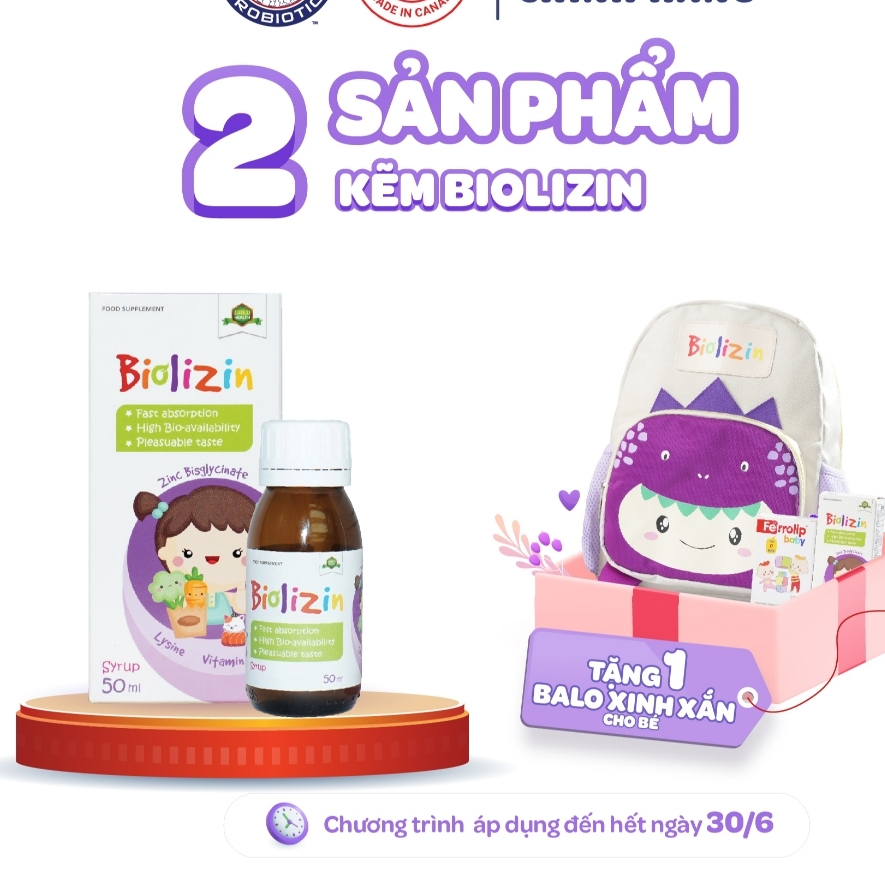 [ Chính hãng]Combo Ferrolip baby và kẽm Biolizn tăng đề kháng,Bổ sung sắt cho cơ thể + quà