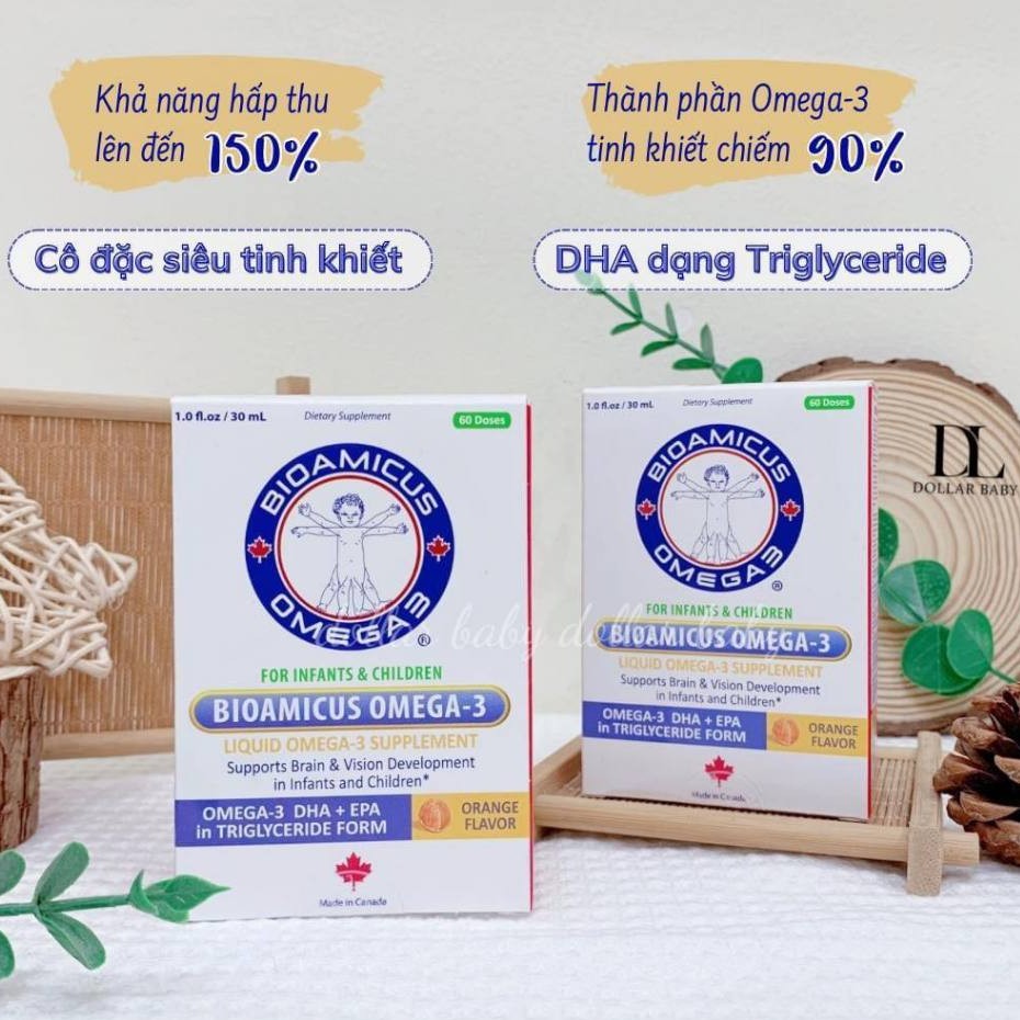 Bioamicus Omega 3 Bổ Sung DHA Giúp Bé Thông Minh,Mắt Sáng Khỏe, Hương Cam Thơm Tự Nhiên chai 30ml