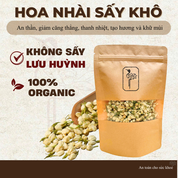 Nụ Nhài sấy khô nguyên bông dùng pha trà, làm đẹp da, thanh nhiệt,chống lão hóa