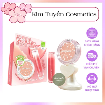 Set Son Peripera Ink Mood Glowy Tặng Kèm Phấn Má Hồng