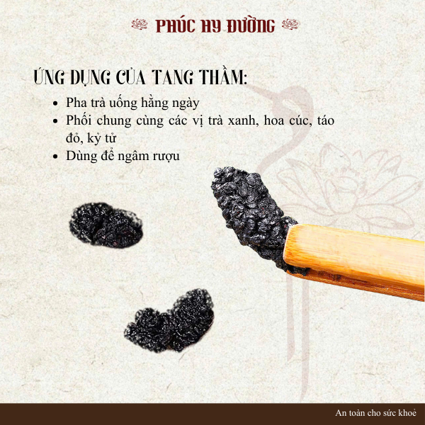 Dâu tằm sấy khô (Tang Thầm) nguyên quả, không đường dùng làm trà, ngâm tửu