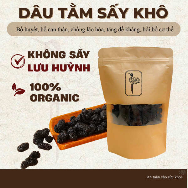 Dâu tằm sấy khô (Tang Thầm) nguyên quả, không đường dùng làm trà, ngâm tửu
