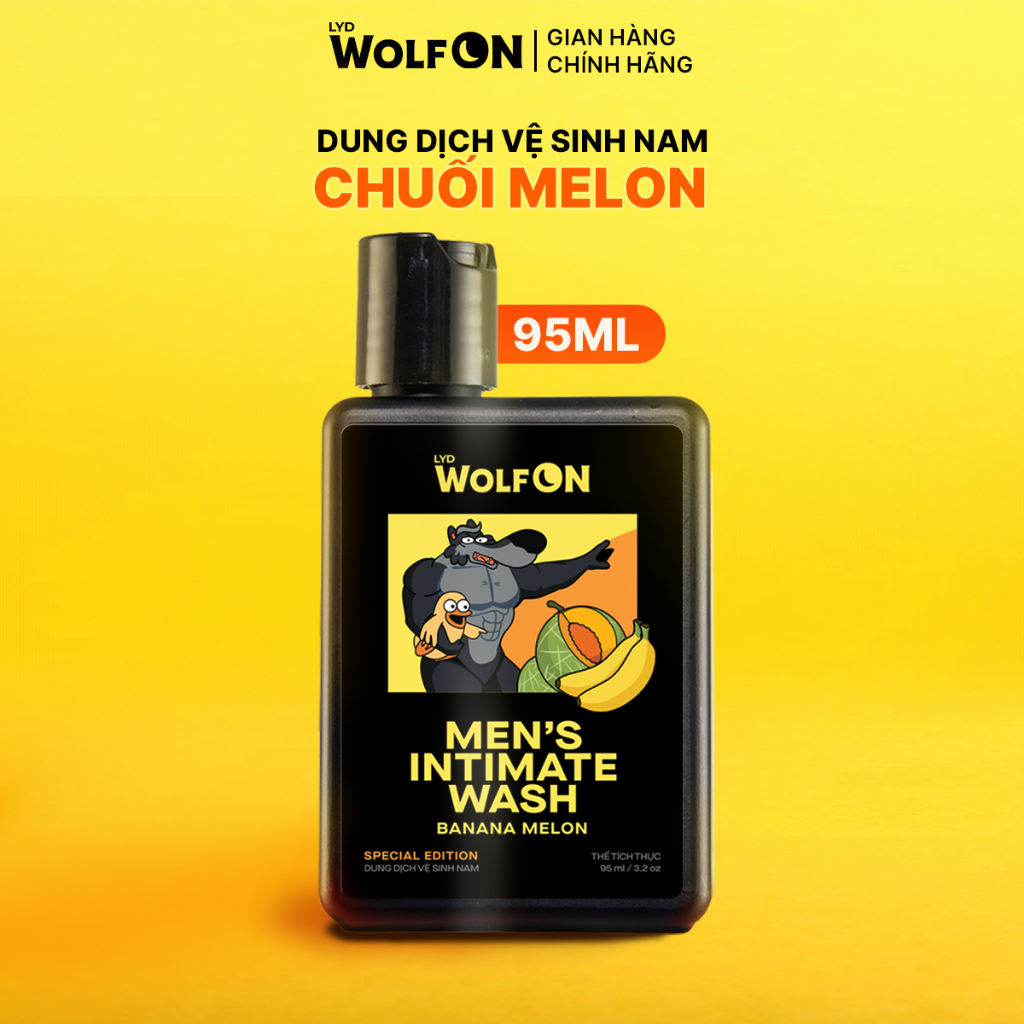 Dung Dịch Vệ Sinh Nam Giới, LYD Wolf On Hương Chuối Melon Tươi Mát Cuốn Hút, chai 95ml