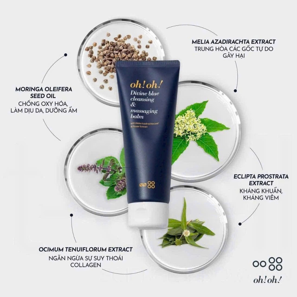 [HÀNG CÔNG TY] Sáp Tẩy Trang oh!oh! Divine Blue Cleansing & Massaging Balm Làm Sạch Sâu (30ml - 150ml)