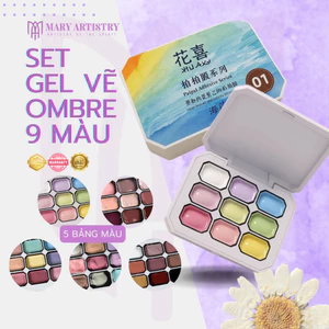 Set 9 Màu Gel Ombre Huaxi Tạo Hiệu Ứng Loang - Chất Đặc Sánh, Có Thể In Khuôn Nail, Nail Gấm 2,5mlx9