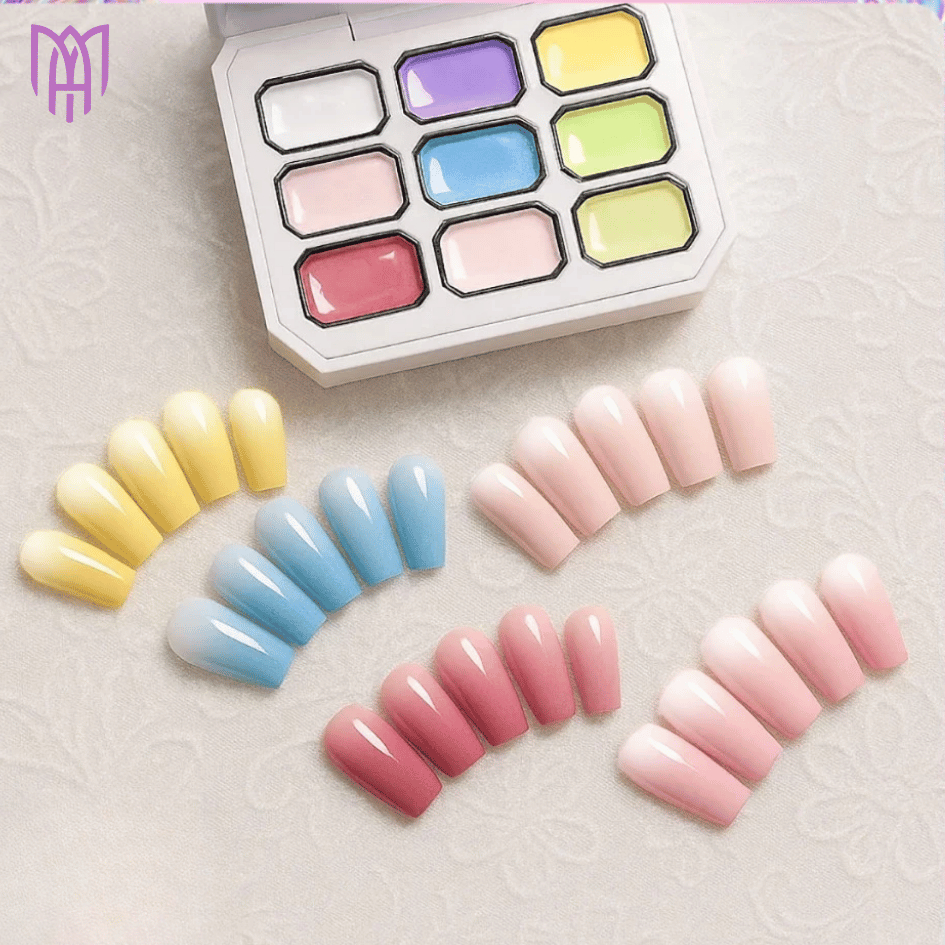 Set 9 Màu Gel Ombre Huaxi Tạo Hiệu Ứng Loang - Chất Đặc Sánh, Có Thể In Khuôn Nail, Nail Gấm 2,5mlx9