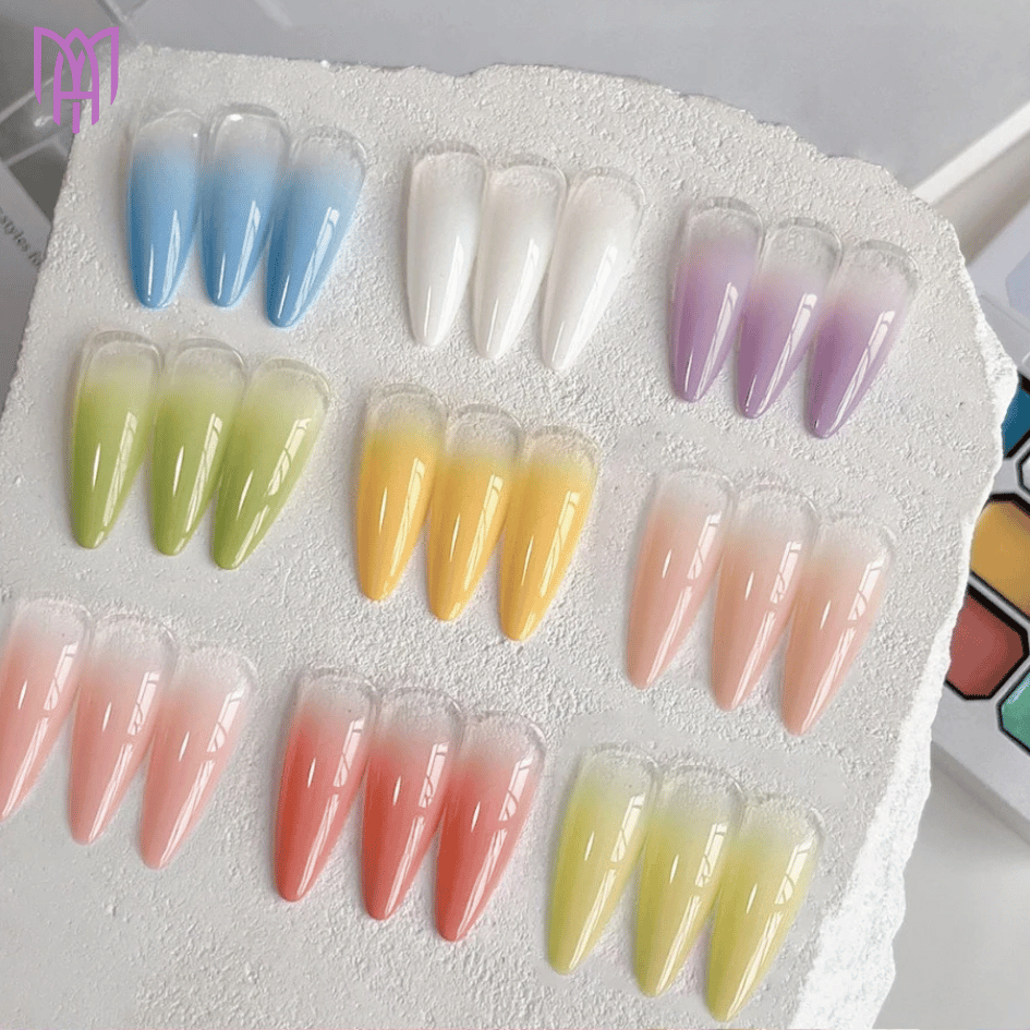 Set 9 Màu Gel Ombre Huaxi Tạo Hiệu Ứng Loang - Chất Đặc Sánh, Có Thể In Khuôn Nail, Nail Gấm 2,5mlx9