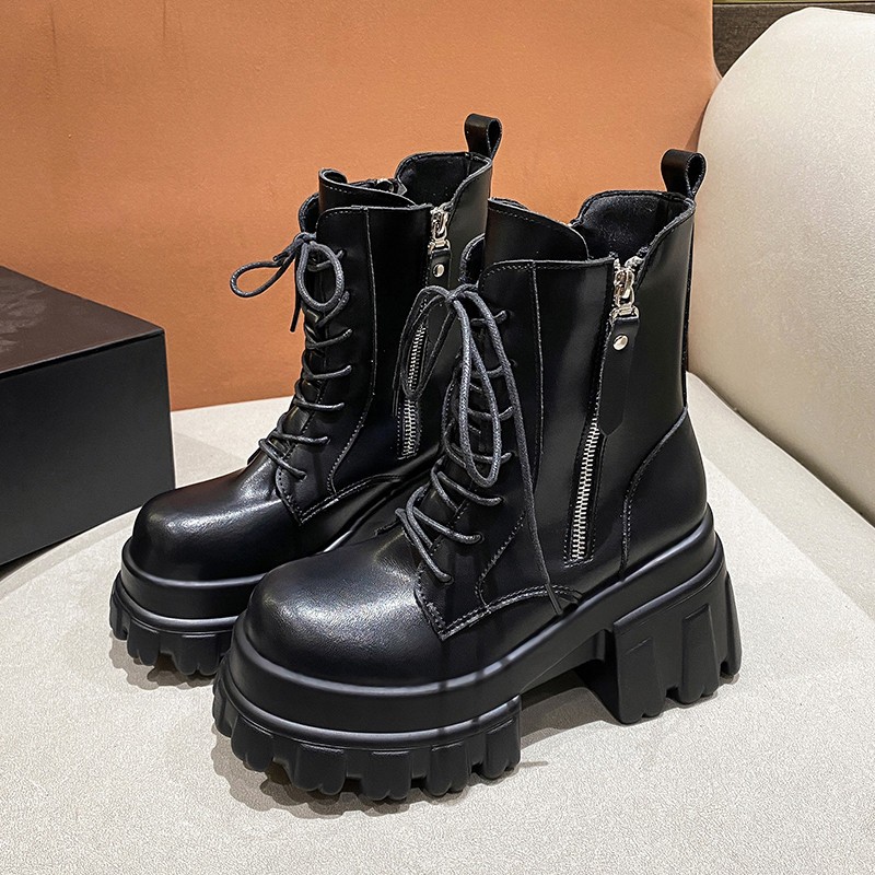 Giày Boots Bốt Martin Nữ Đế Cao 9cm – Cá Tính, Dễ Phối Đồ, Đi Êm Chân