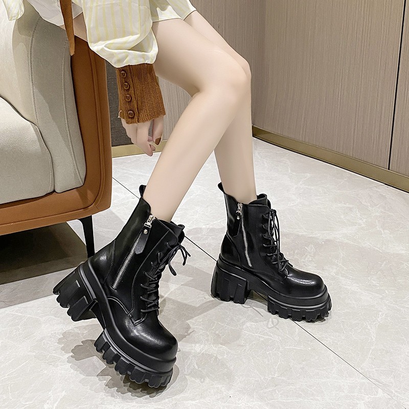 Giày Boots Bốt Martin Nữ Đế Cao 9cm – Cá Tính, Dễ Phối Đồ, Đi Êm Chân