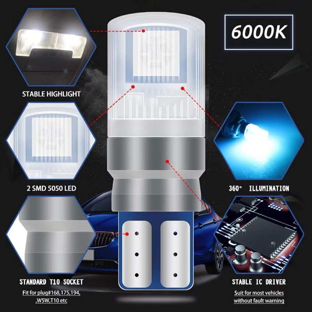 Bộ Đèn LED cao cấp T10 6W RGB 5050 12V Điều Khiển Từ Xa siêu sáng