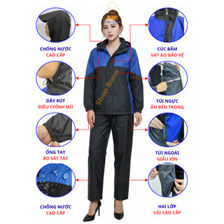 [Hàng Loại 1] Bộ Quần Áo Mưa Nam Nữ 2 Lớp Cao Cấp Gore Tex Chống Thấm, Chắn Gió, Siêu Bền Hàn Quốc
