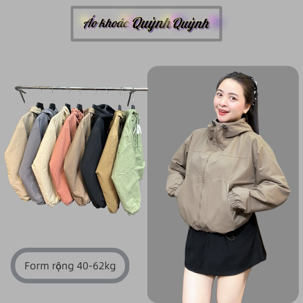 QUỲNH QUỲNH - [Hàng mới về ] Áo khoác gió vải kaki lụa mềm QC, Áo 2 lớp mềm mịn, Form rộng đẹp