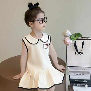 Váy Bé Gái Thêu Hình Hello Kitty Siêu Xinh - Chất Cotton 4 Chiều Mềm Mịn (9-25kg)