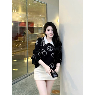 •𝙆𝙞𝙣𝙜𝙨𝙝𝙤𝙥𝙗𝙚𝙖𝙪𝙩𝙮•Áo Len Chữ Nhũ Cổ Bẻ Xinh QC