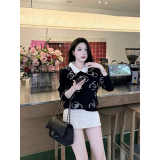 •𝙆𝙞𝙣𝙜𝙨𝙝𝙤𝙥𝙗𝙚𝙖𝙪𝙩𝙮•Áo Len Chữ Nhũ Cổ Bẻ Xinh QC