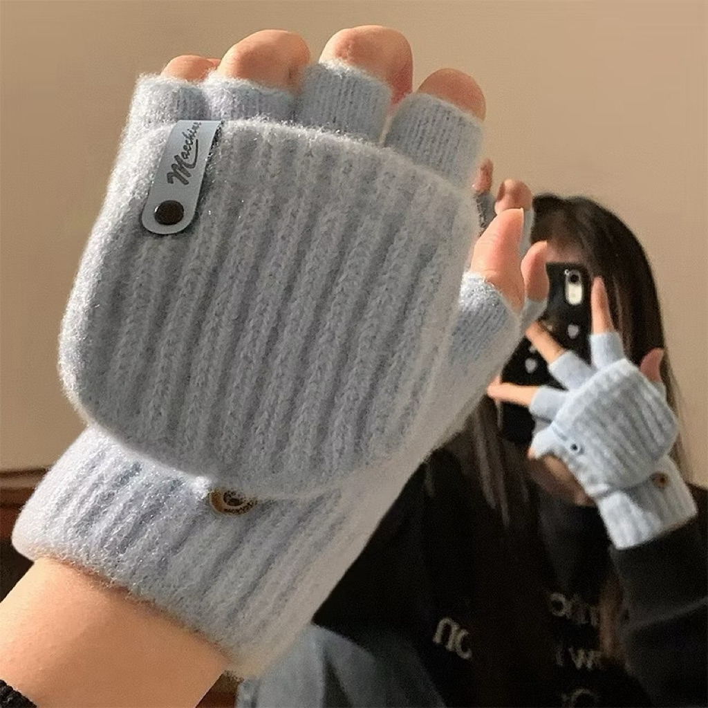 Gang tay len hở ngón cho nam nữ có cúc tone màu siêu xinh