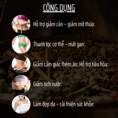 Trà Tiêu mỡ - Đông Cát Đường - Detox thải mỡ bụng, đùi giúp nhẹ người, thải độc gan - Túi 50 lọc